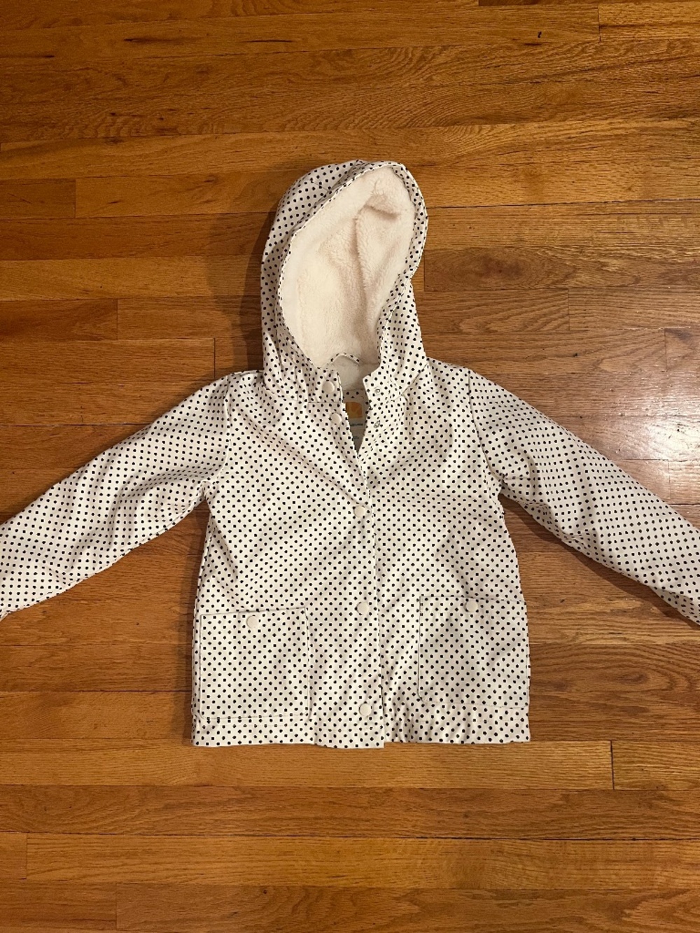 C&C California White Black Polka Dot Cozy Fleece Raincoat Size 6